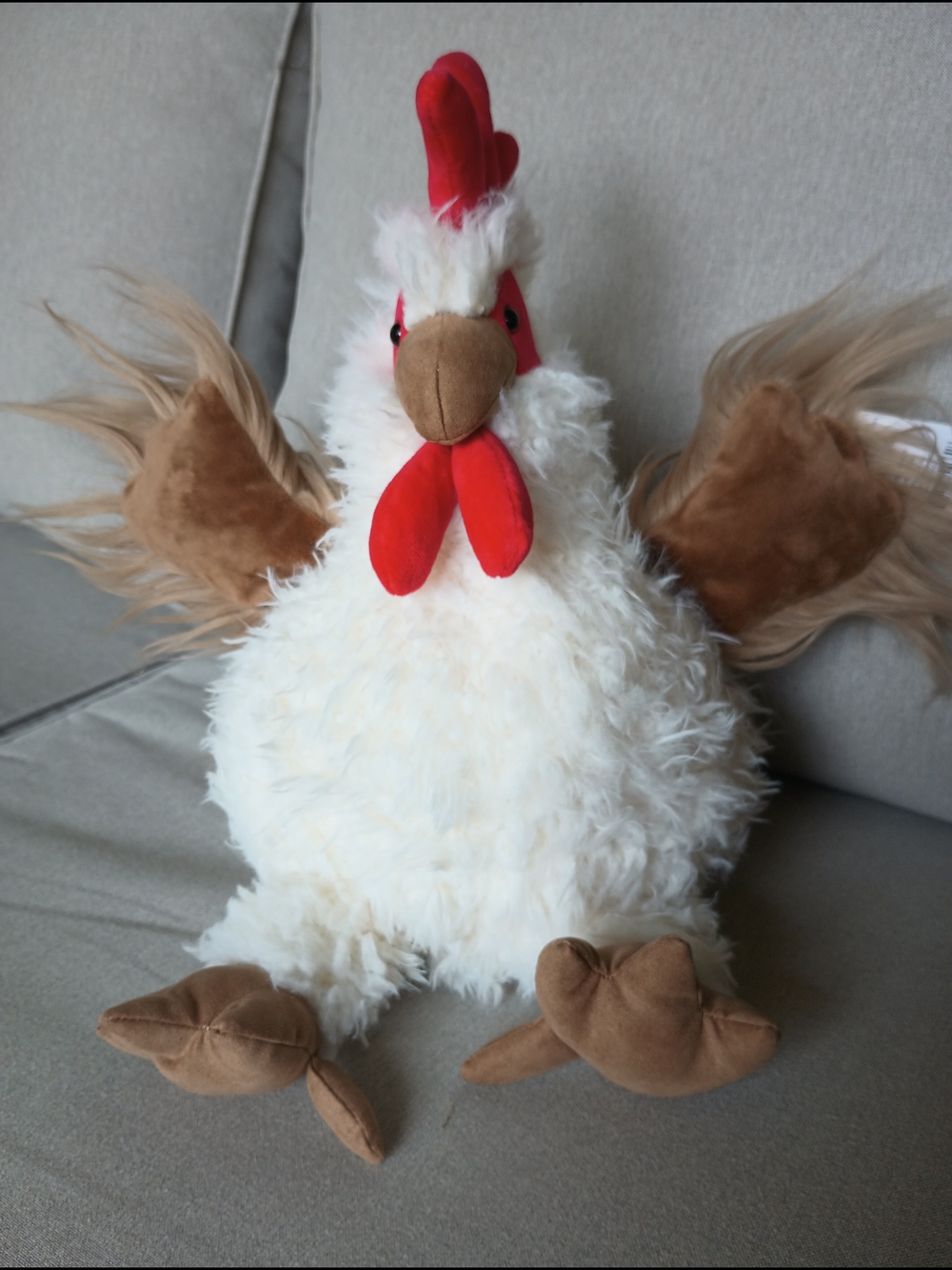 Mary Meyer Plush White & Brown Rooster Stuffed Animal with Red Comb Nwt